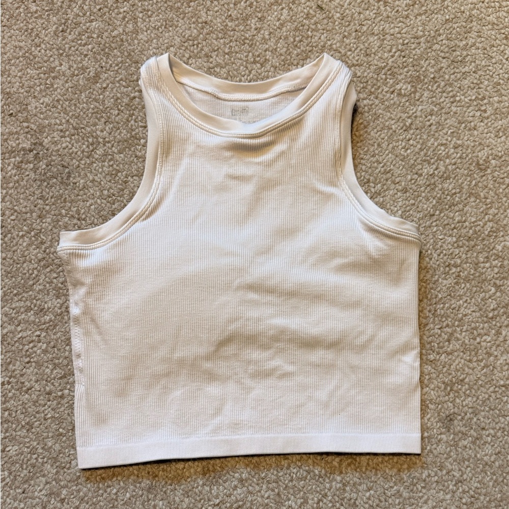 Stylish White Ribbed Crop Top